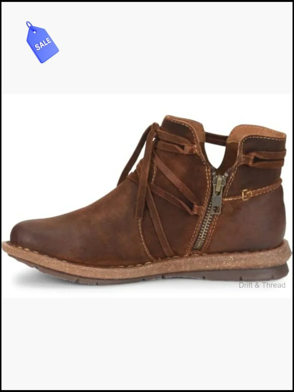 Handcrafted Leather Ankle Booties Women's Boho Artisan Cutout Zip